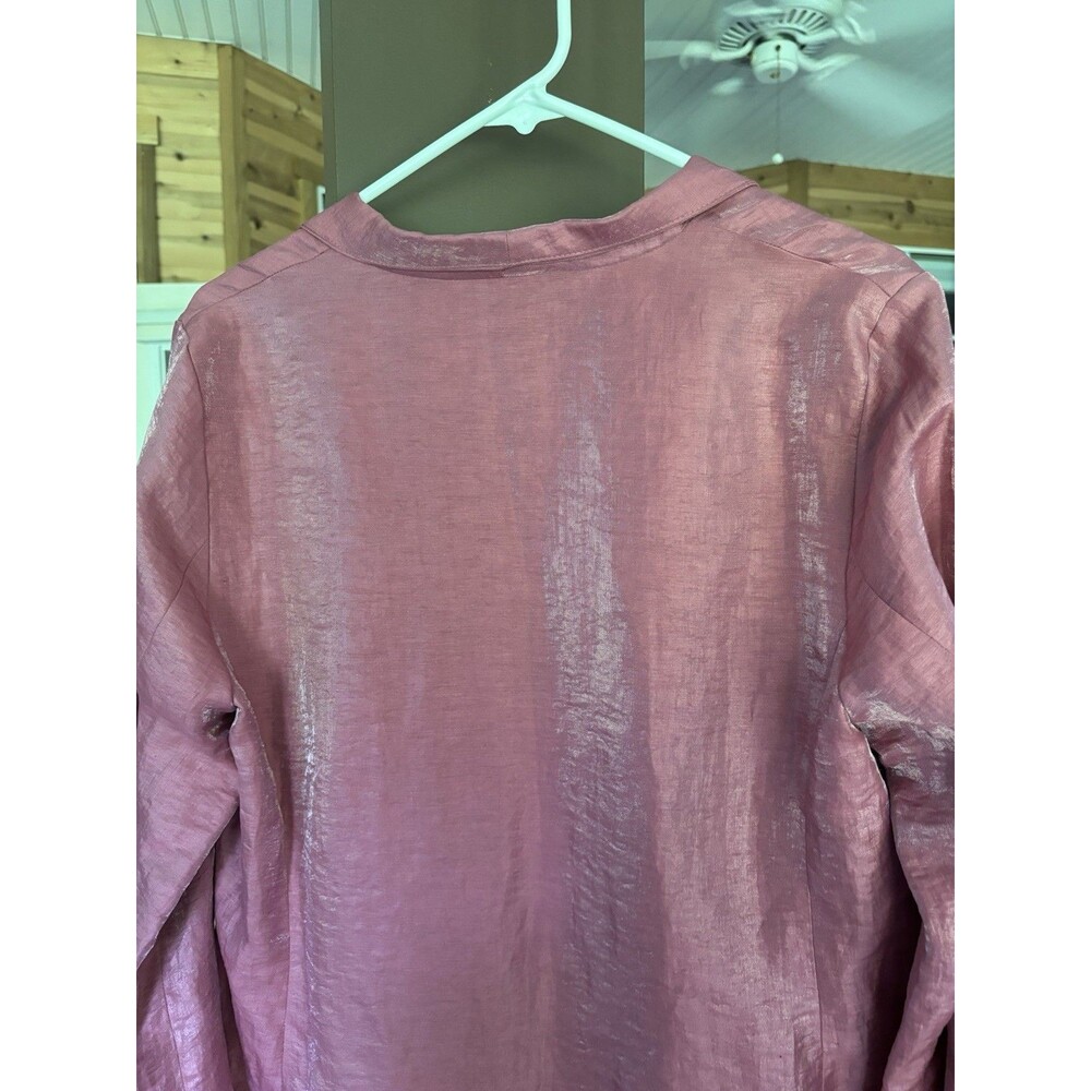 Eileen Fisher Jacket Women M Pink Silk Luxe Streetwear Shiny Chic Sustainable - Picture 8 of 10